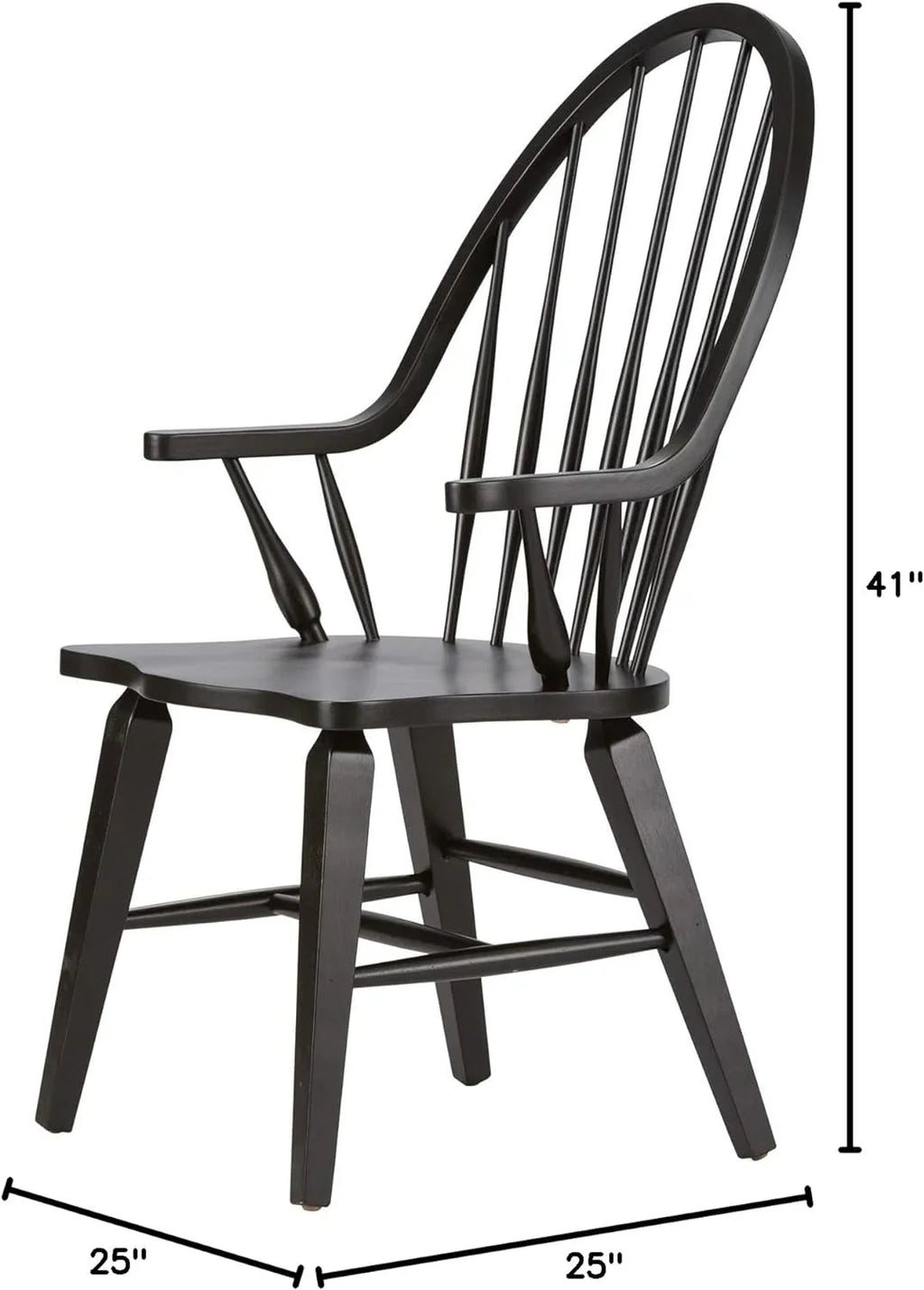 Windsor Back Arm Chair, W25 X D25 X H41, Black