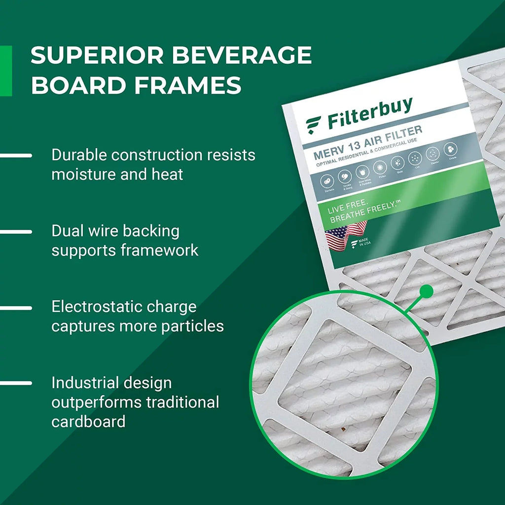 Filterbuy 16x21x1 MERV 13 Pleated HVAC AC Furnace Air Filters (12-Pack)