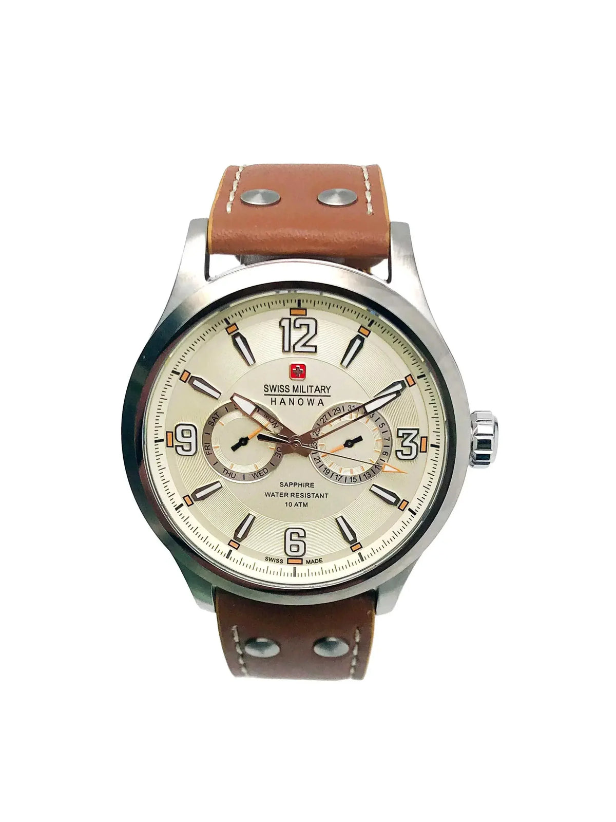 Swiss Military Hanowa StainlessSteel Beige Dial Quartz Mens Watch 06-4307.04.002