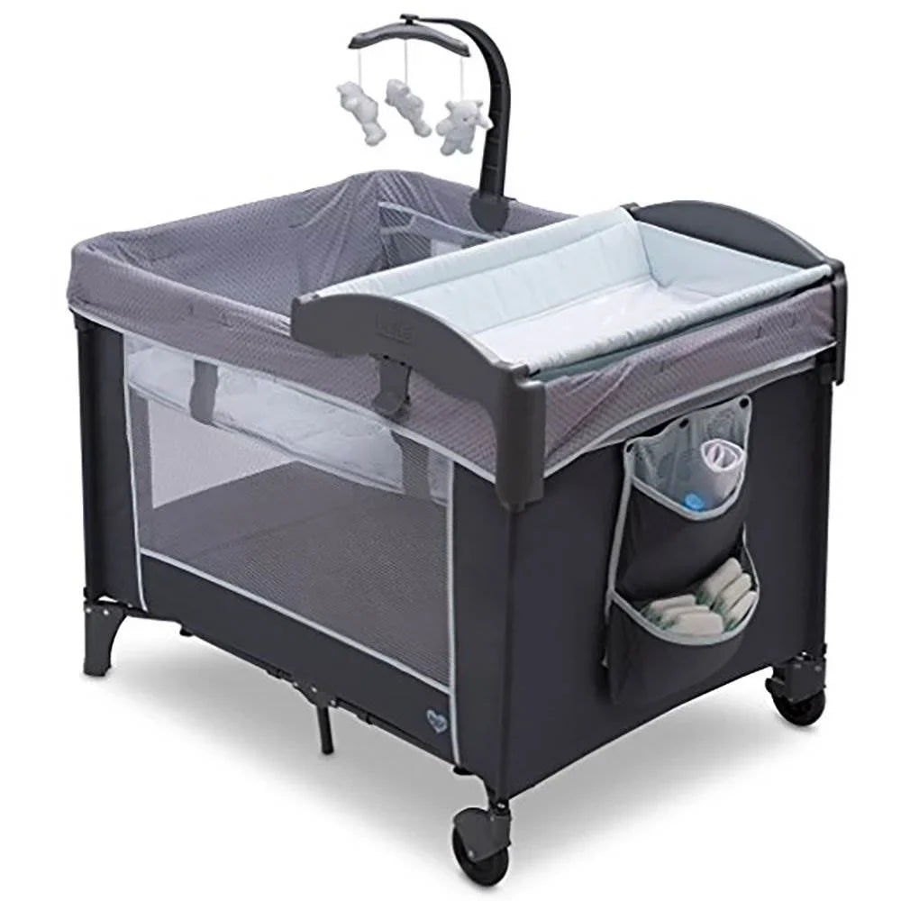 Delta Children LX Deluxe Portable Baby Play Yard With Removable Bassinet and Changing Table, Eclipse