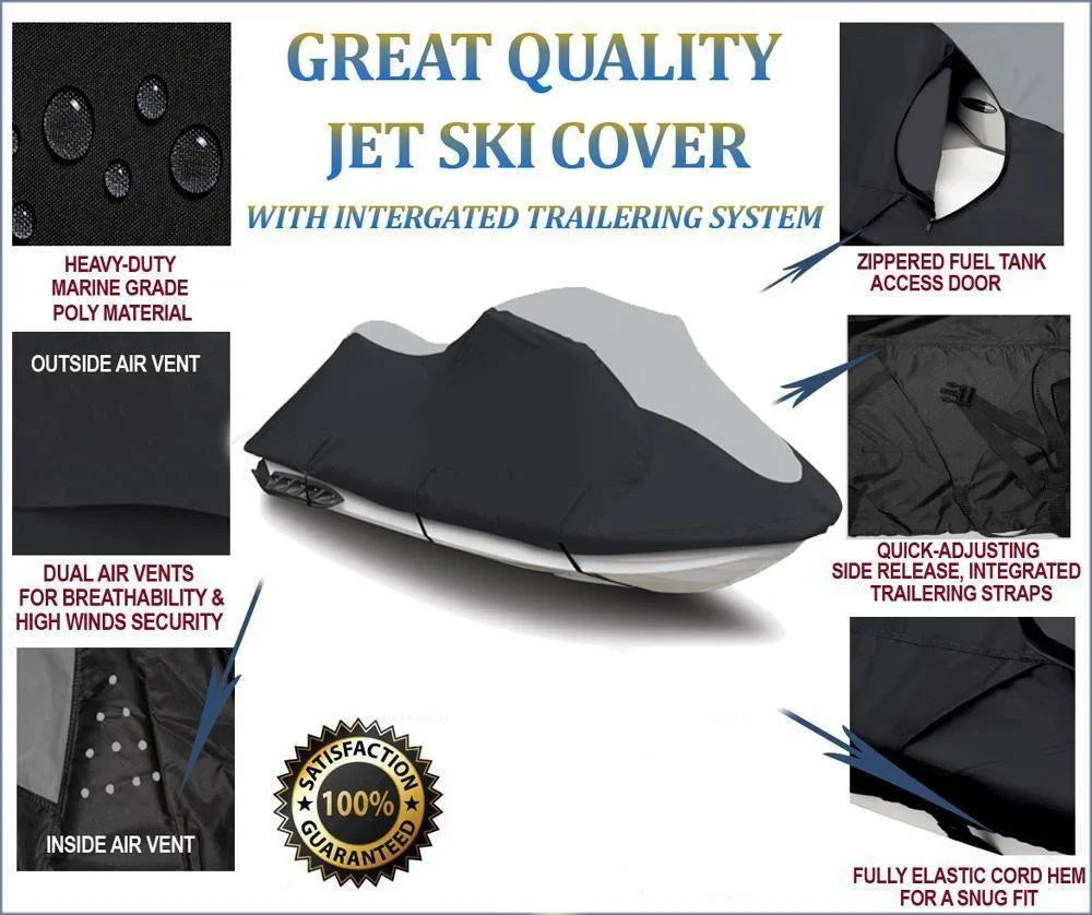 SUPER HEAVY-DUTY TOP OF THE LINE JETSKI shield matching for Yamaha VX110 2005-2008 Jet Ski PWC protector Black/Grey