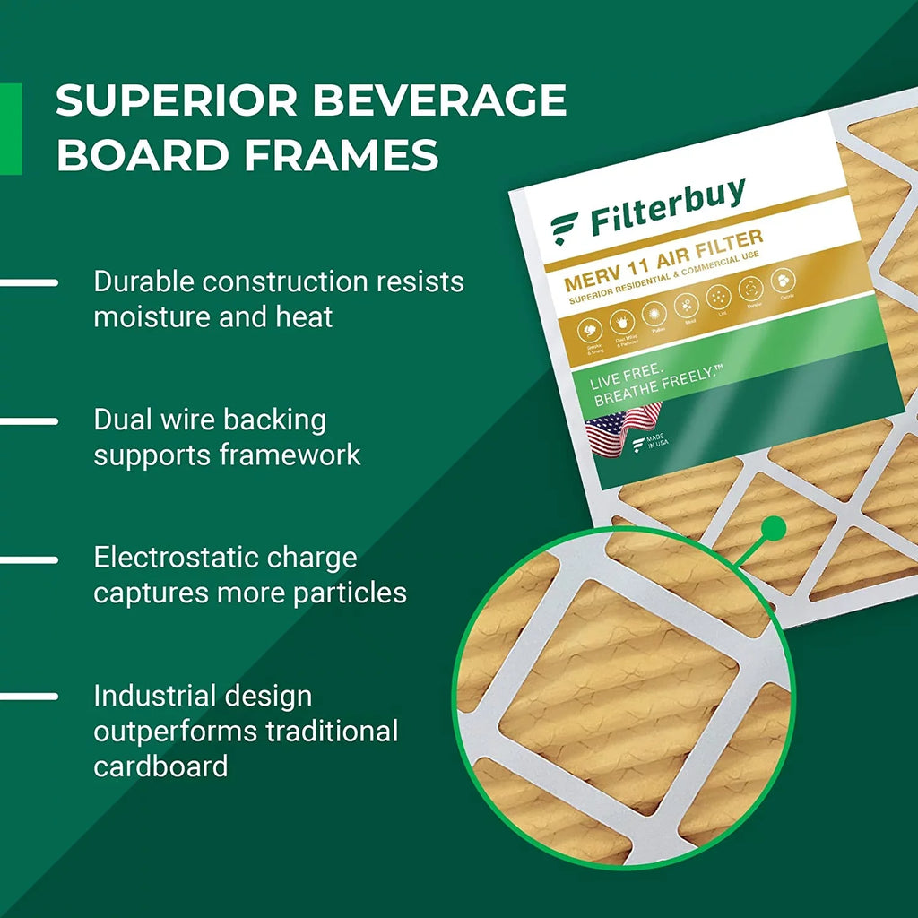Filterbuy 25x25x1 MERV 11 Pleated HVAC AC Furnace Air Filters (6-Pack)