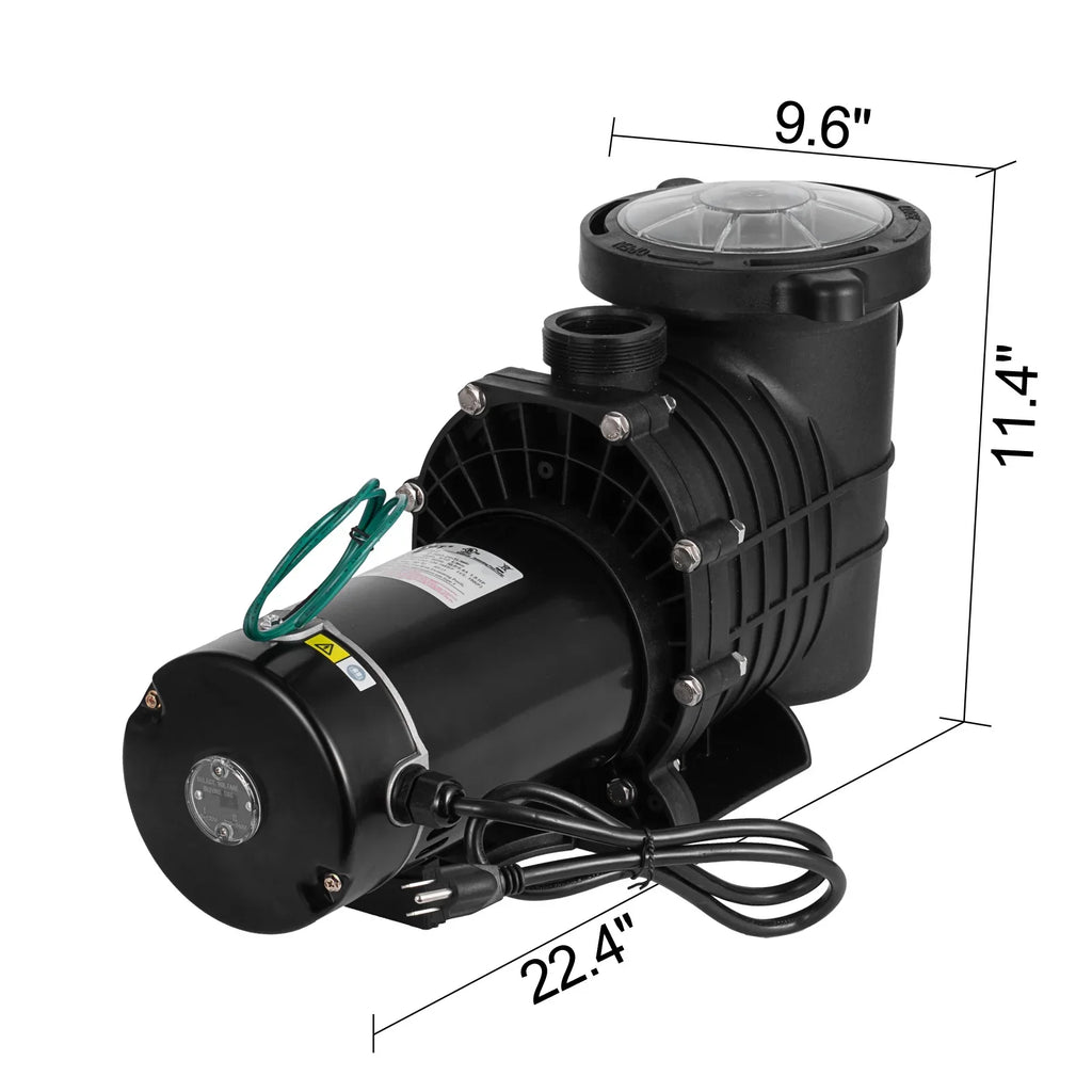 SHZOND 1.5HP Swimming Pool Pump, Dual Voltage 115/230V High Flow Pool Pump, 108 GPM Above Ground Pool Pump wIth Large Strainer Basket, 2Pcs 1-1/2NPT Connectors