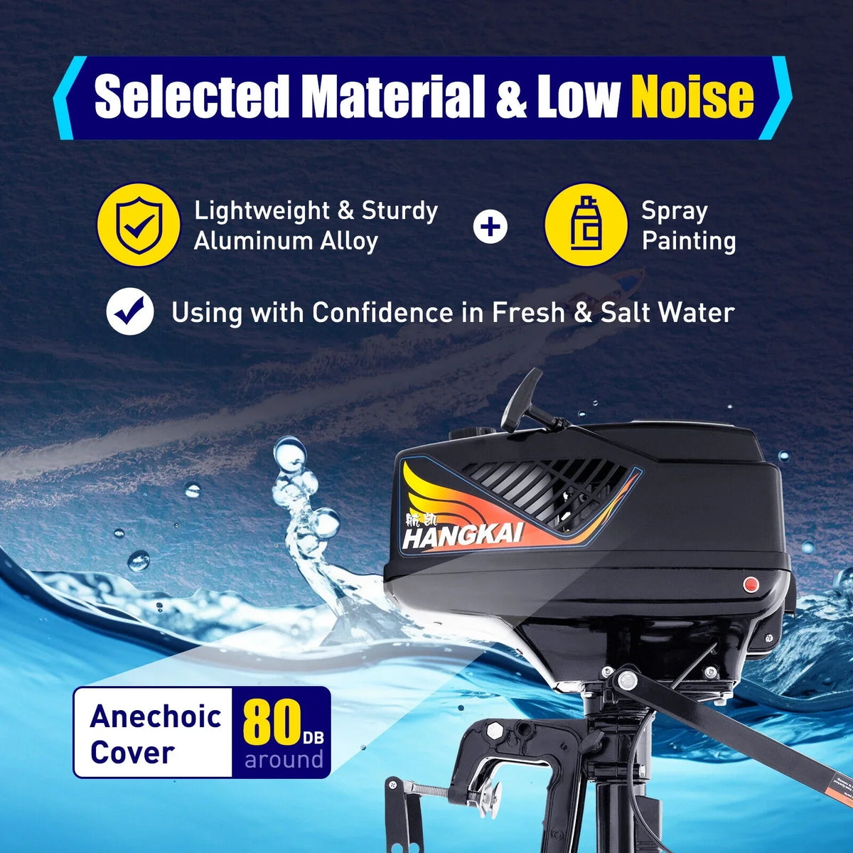 HANGKAI 2 Stroke 3.6  Outboard Motor Fishing vessel Engine aqua Cooling CDI Outboard vessel Motor 90cm/35.4in