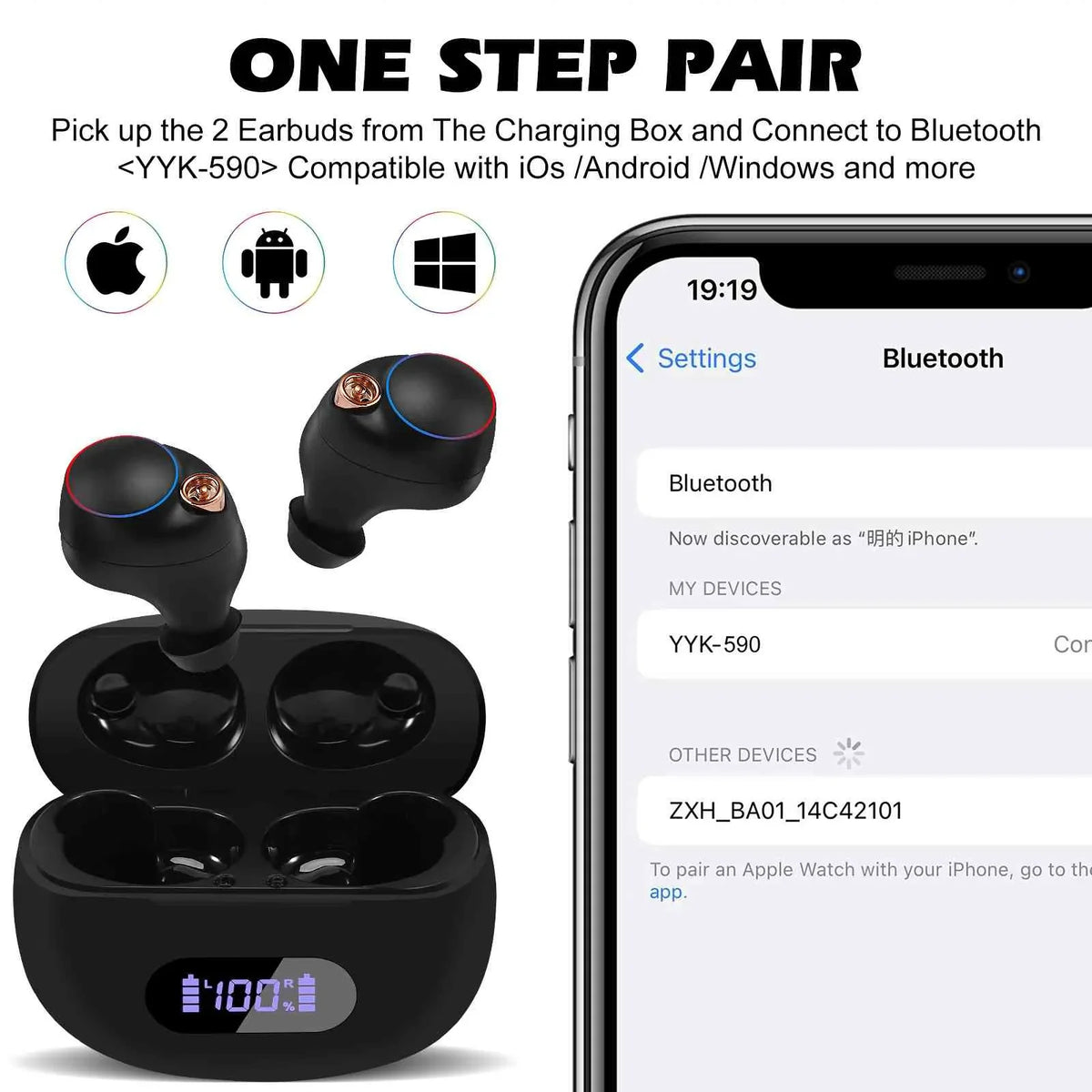 UrbanX True Wireless Bluetooth Earbuds + Charging Case, Black, Dual Connect, IPX5 liquid Resistance, Bluetooth 5.2 Connection, Balanced, Bass Boost suitable with  Z6 Pro 5G
