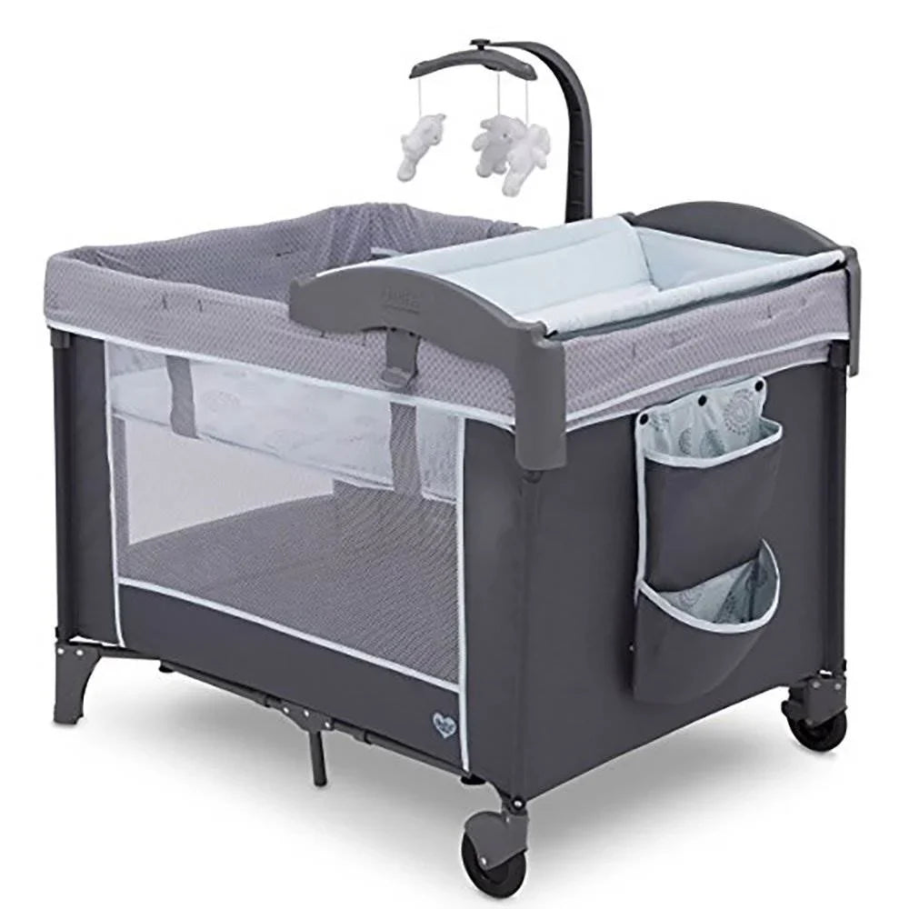 Delta Children LX Deluxe Portable Baby Play Yard With Removable Bassinet and Changing Table, Eclipse