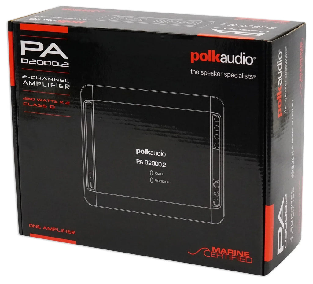 Polk Audio PAD2000.2 2-Channel 500w Amplifier+Wires+Bluetooth Speaker+Headphones