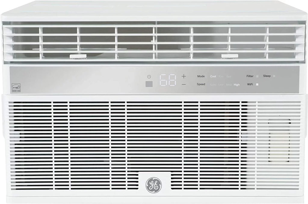 GE AHY08LZ Smart Window Air Conditioner with 8000 BTU Cooling Capacity Wifi Connect 3 Fan Speeds 115 Volts 11.4 CEER and Fixed Chassis in White