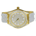 Luxury Iced Khronos Celebrity Wear Yellow Gold Finish Simulated Diamonds Custom Band Solitaire Bezel Joe Rodeo JoJo Watch